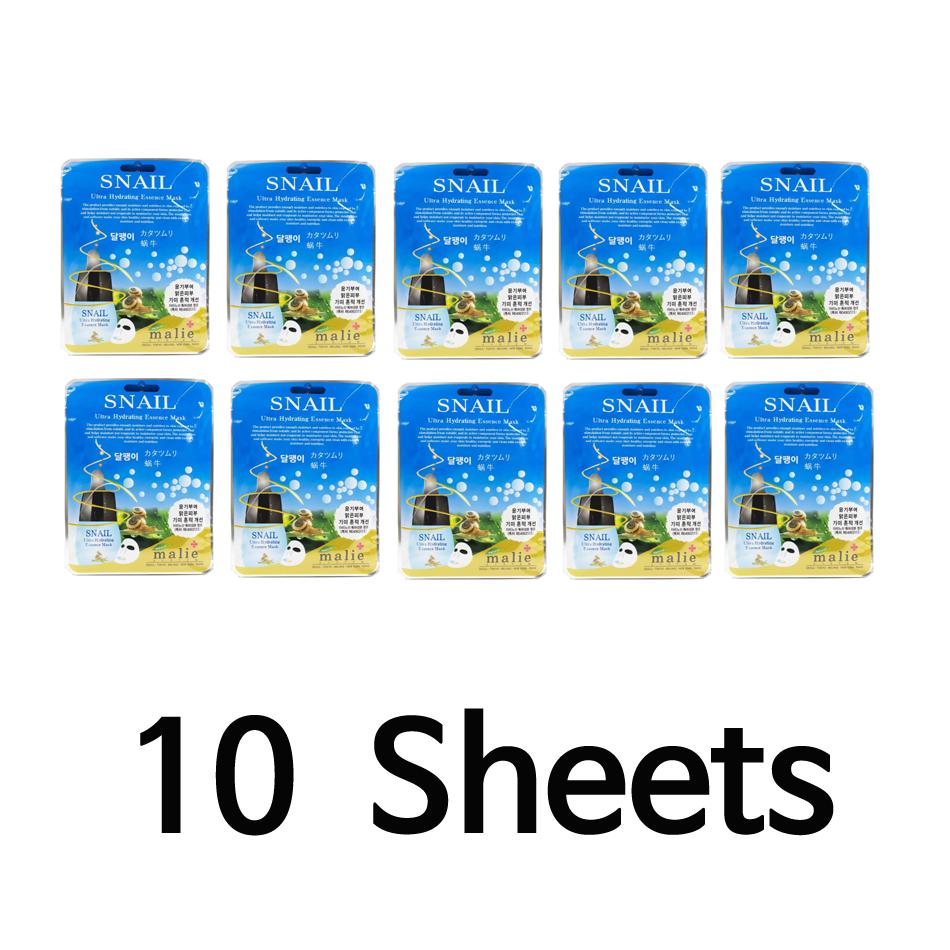 Face Mask Sheet Snail Hydrating Essence Mask Pack Skin Care (10 sheets and 2 options) Korean Cosmetics