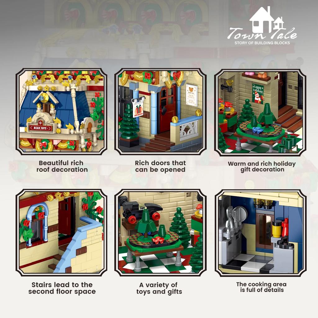 Non-Toxic 2745Pcs Bear Toy House Building Blocks Creative City Street View Moc Bricks Model Desktop Display Ornaments Kids Holiday Gifts