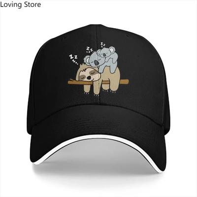 Cute Lazy Sloth With Baby Solid Color Baseball Caps Peaked Cap Australian Koala Sun Shade Hats Men Women