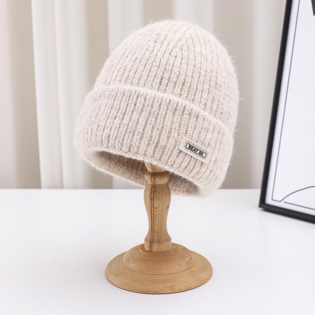 Small Face Warm Wool Hat Female Tide Autumn And Winter Versatile Letter Men Thickened Knitted Hat Cold Hat