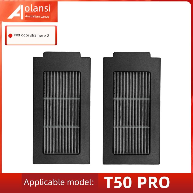 

Suitable for Ecovacs T50 Pro Sweeping Robot Accessories Dust Bag Mop Cloth Rolling Side Brush Filter Core Cleaning Solution [Special for T50 Pro] 2 Filters