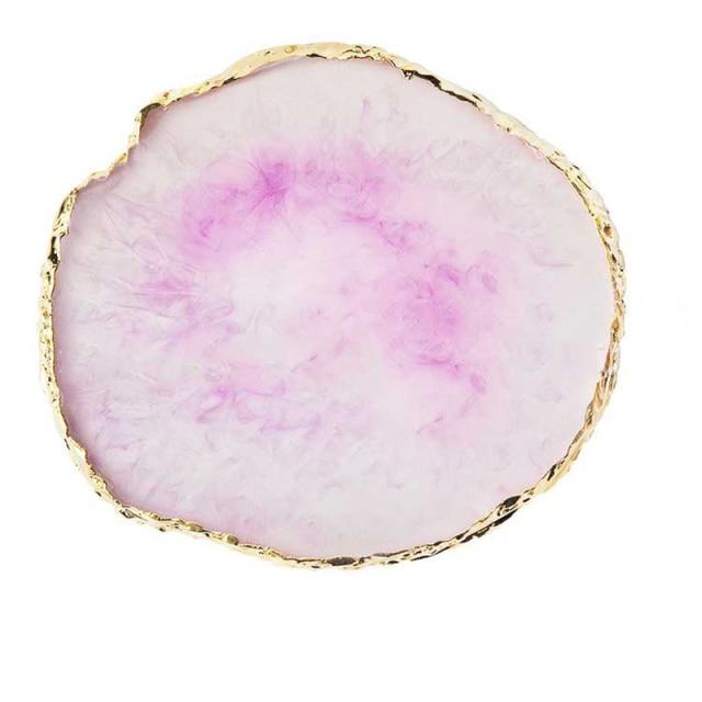 Resin Nail Art Painting Gel Palette DIY Manicure Accessories Tools Golden Edge Polish Agate Mix Stir Crystal Gem Plate