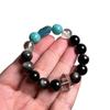 Silver Obsidian & Aquamarine Crystal Unisex Qi Focus Bestseller