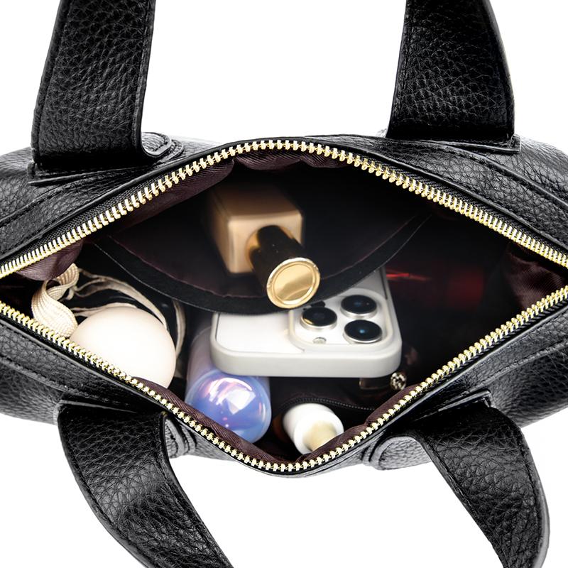 Women's Handbag with Large Capacity and Soft Leather Temperament, Niche Design, Shoulder Bag, Commuting Women's Boston Bag