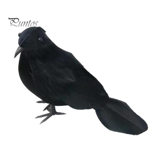 Scary Outdoor Yard Decor Realistic Black Crow Halloween Decor, Lifelike Feathered Raven Figurine Prop Creepy Home Items for Haunted House, Artificial