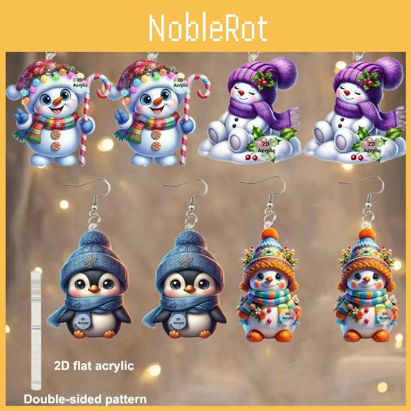 Christmas Acrylic Earrings Cartoon Doll Design For Holiday Accessories Party