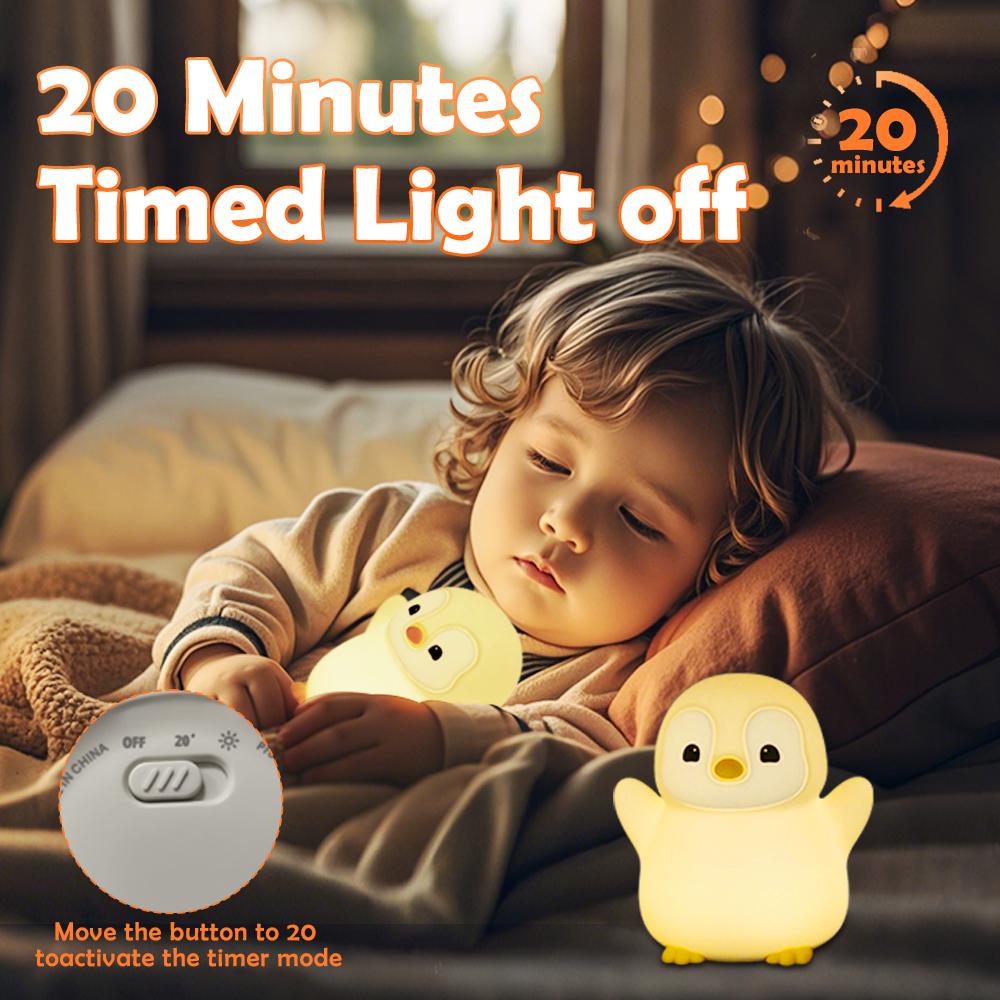 Neues Süßes Silikon-Pinguin-Nachtlicht Wiederaufladbar Schlafzimmer Kinderzimmer Baby-Nachtlichter Für Stillende Kleinkind Dekoration