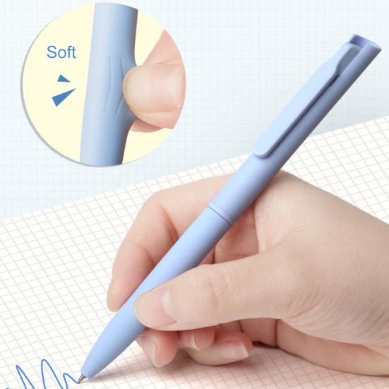 6Pcs 0.5mm Gel Pens Push Design Fine Point Fast Dry Comfort Grip Shock-proof Note Taking No Smudge Retractable Gel Ink Pens Office Use