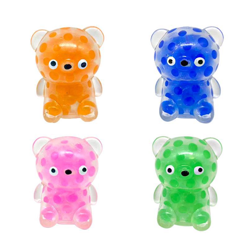 Gold Powder Bear Decompression Toy – Squeeze Music Cute Vent Beads Ball