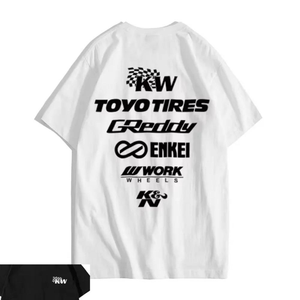 2026 New Japanese Modified Car Short Sleeve T-Shirt JDM Evolution KN Posture Enkei Modification Attitude KW Cultural Pure Cotton