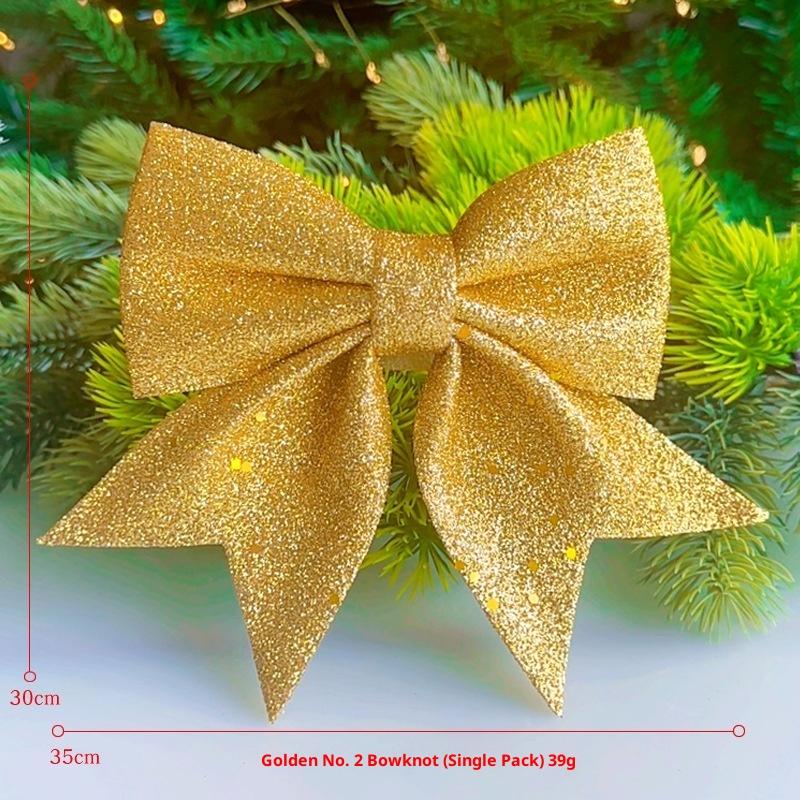 1/2PCS Large Red Gold Sparkling Bow Glitter Christmas Ribbon Bowknot Xmas Tree Hanging Ornaments New Year Home Decoration