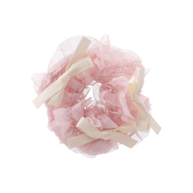 1pcs Cream Pink Bow Tie Scrunchie Fashion Women Mini Bowknot Ponytail Holder Hair Ropes Hair Accessories