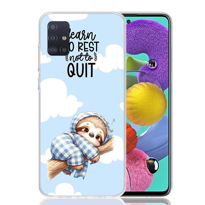 Animal Cute Cartoon Sloth Coffee Phone Case For Samsung Galaxy A52 A32 A22 A12 A02S A50S A30S A51 A31 AA71 Note 20 Ultra 10 S10