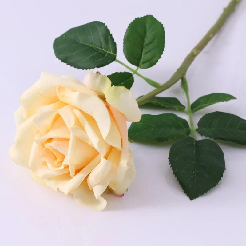 10Pcs/lot Moisturizing Rose Artificial Flowers Bridal Bouquet Real Touch Roses Wedding Decor Home Party Table Flower Arrangement