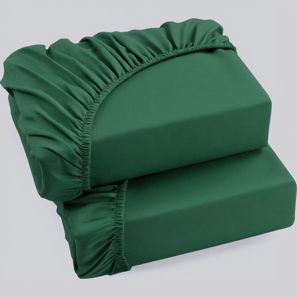 Pack of 2 Jersey Fitted Sheets Hypoallergenic & Breathable Bed Sheets with Elastic, 28cm Height, Allergy-Friendly,Machine Washable,Solid Color Bedding
