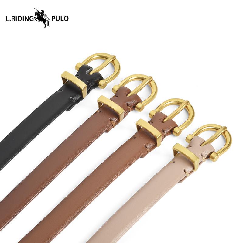 Cinto de Couro Genuíno para Mulheres, Cinto Feminino Retrô, Cinto Simples e Versátil para Calças Jeans