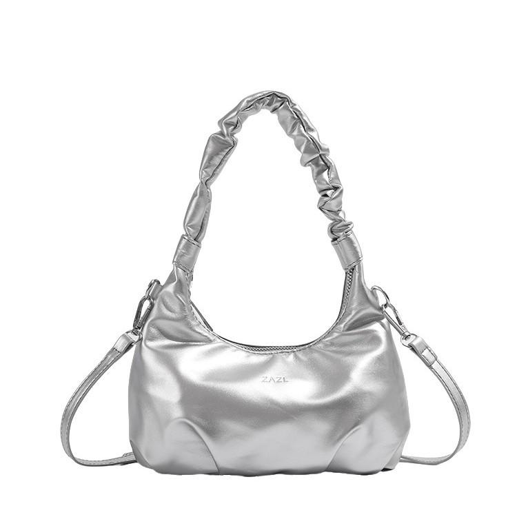 Silver Handbags Female 2025 New Special-Interest Design Crossbody Chain Bag High Sense Work Commute Small Carrying Bag