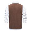 Cozy Up New Men's Corduroy Vest Fashion Retro V Neck Pockets Suit Vest Spring Autumn British Casual Vintage Gentleman Leisure Business