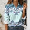 Women's Button Down Prints Shirt Long Sleeve Shirt Business Work Tops Casual With Pockets Jacket