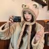 Cartoon Cute Bear Knitted Woolen Hat Thickened and Warm for Autumn and Winter  Lei Feng Hat Japanese Style Plush Pullover Cold Hat