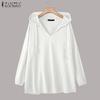 ZANZEA Women Casual V-Neck Long Sleeve Autumnn Pullover Thin Hoodies