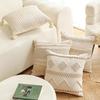 Bohemian Baumwoll-Leinen Bauernhaus Kissenbezug Webspitze Quaste Kissenhülle Bettkopf Sofa Kissenbezug Heimdekoration 45×45CM
