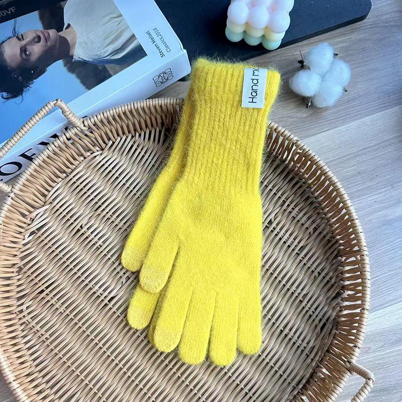 Wind Rabbit Plush Cute Warm Knitted Wool Gloves Long Girl Pink Thickened Soft Cold-proof