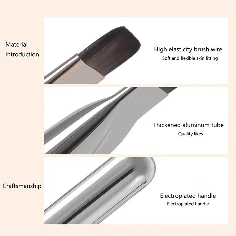 Pędzel do podkładu Silver Fish Tail Lekki i cienki pędzel do konturowania twarzy Płaski pędzel do konturowania Pędzle do podkładu w kremie