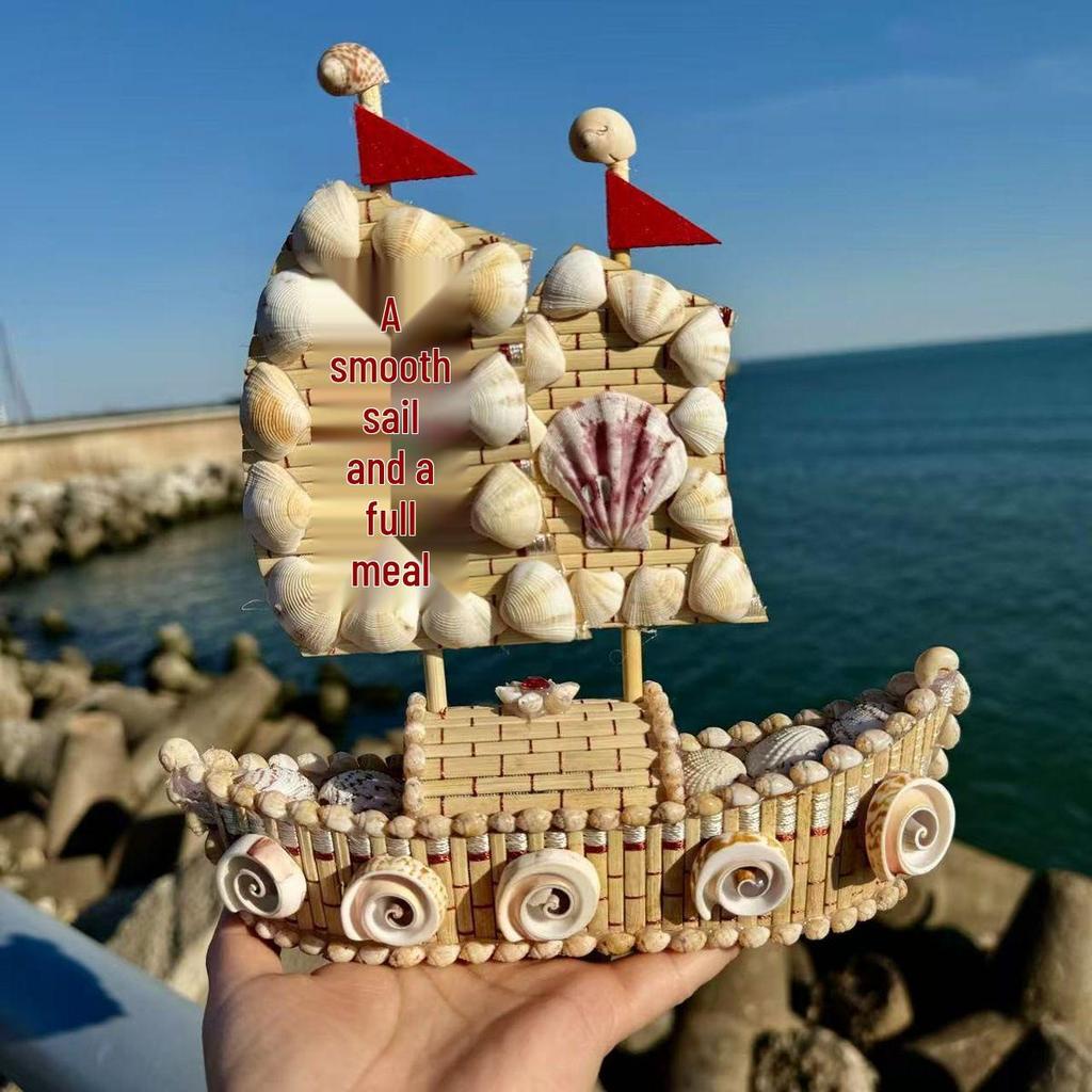 Medelhavssnäckskal Segelbåtsmodell Prydnad - Smooth Sailing Hantverkspresent Souvenir