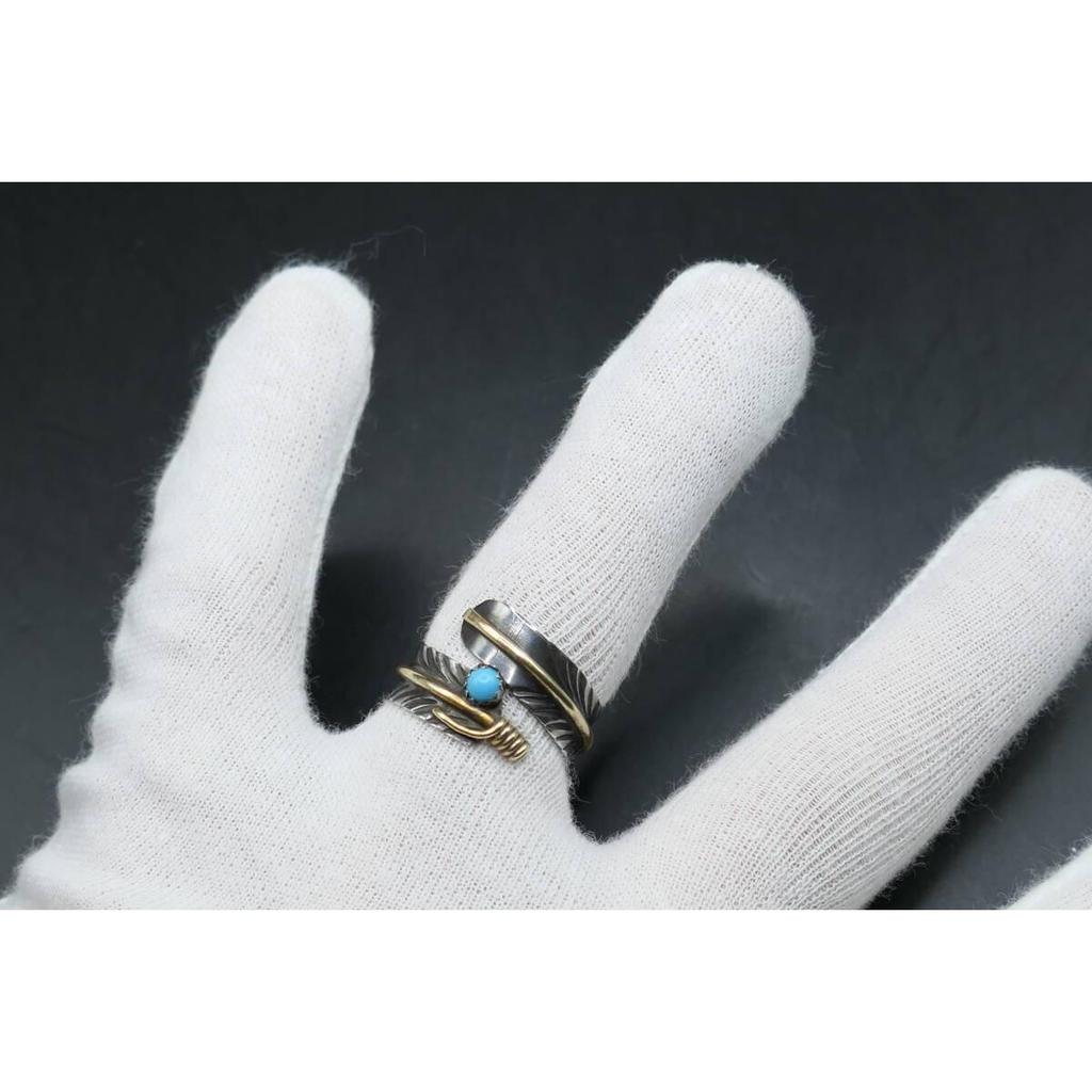 Used Unused No. 15 Navajo Turquoise Feather Ring Ring Free Size