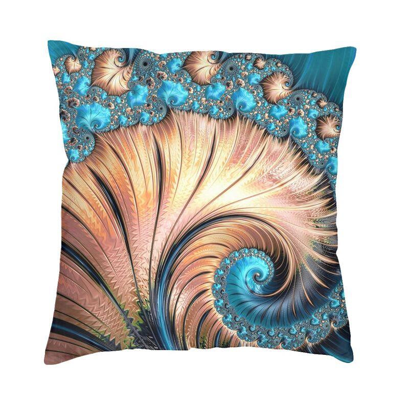 Turquoise Gems Geometric Art Cushion Cover 45X45Cm Home Decor 3D Print Elegant Copper And Teal Fractal Four Throw Pillow Case