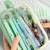 DIY Transparent Pencil Case Large Capacity Stationery Box Cosmetics Bag Transparent Pen Bag  Friend