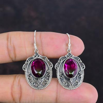 Faceted Multi Tourmaline Earring Gemstone Earring 925 Sterling Silver Earrings Wonderful Vintage Jewelry Handmade Earring Gifts For Friend