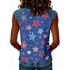 Women Sleeveless Pullover Tank Top Casual Round Neck Star Print Shirt Lightweight Summer Blouse Relaxed Fit