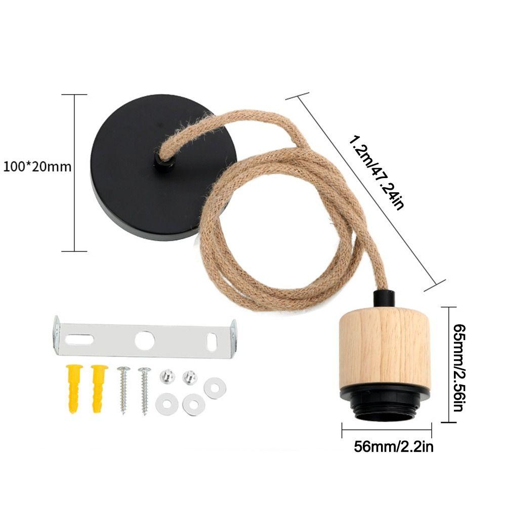 New Solid Wood E27 Lamp Holder Adjustable Wire Hanging Pendant Lamp DIY Accessories Screw Lampshade Base