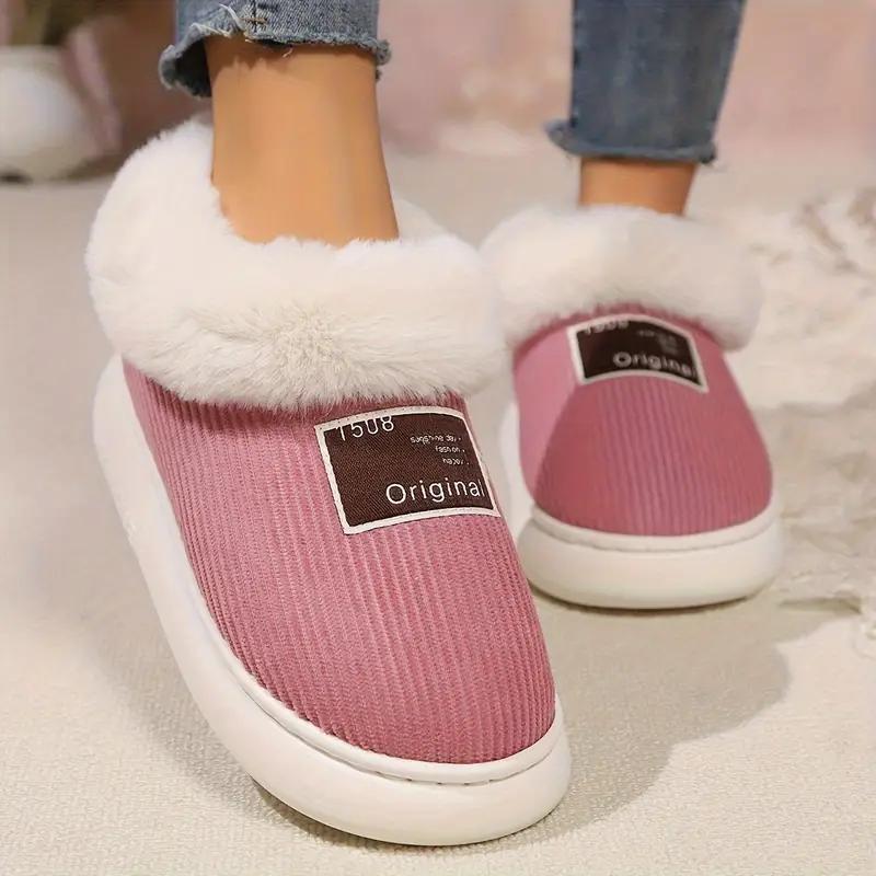 Women's Winter Slippers with Plush Faux Fur Lining - Non-Slip EVA Sole Indoor/Outdoor House Shoes, Slipon Shoes,Boots