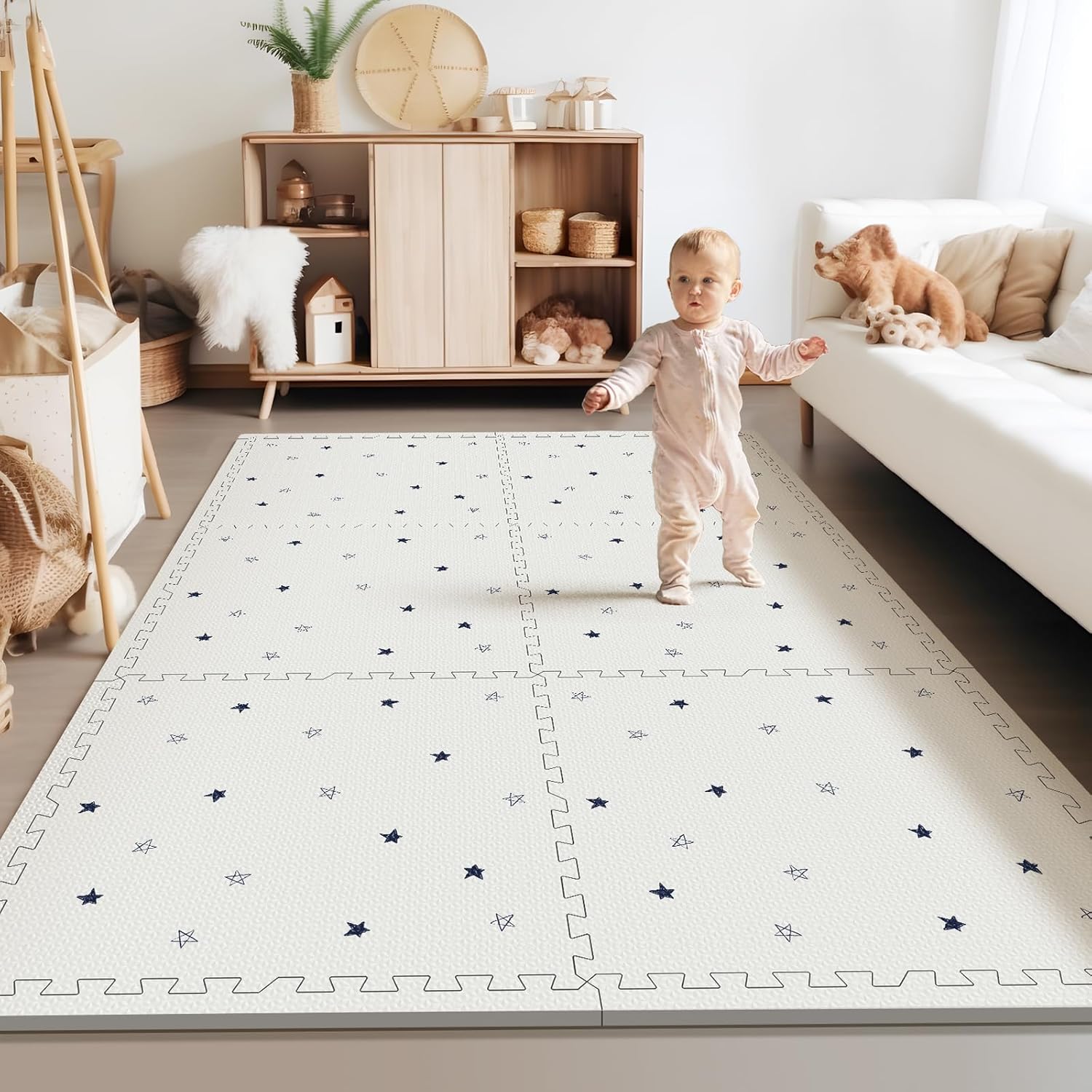 

Baby Foam Play Mat, PIGLOG 72x48 Baby Crawling Mat, Floor Mats for Kids for Infants with Interlocking Floor Tiles, Toddler Playm 180CM*120CM звезда