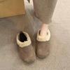 Fleece leather Birkenstocks women step on the heel two wear one pedal versatile cotton shoes retro warm flats