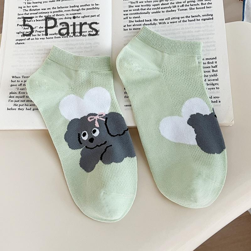 5 Paar Damen Sommer Mesh Dünne Unsichtbare Silikon Rutschfest Nicht Abfallend mit Niedlichen Bootssocken