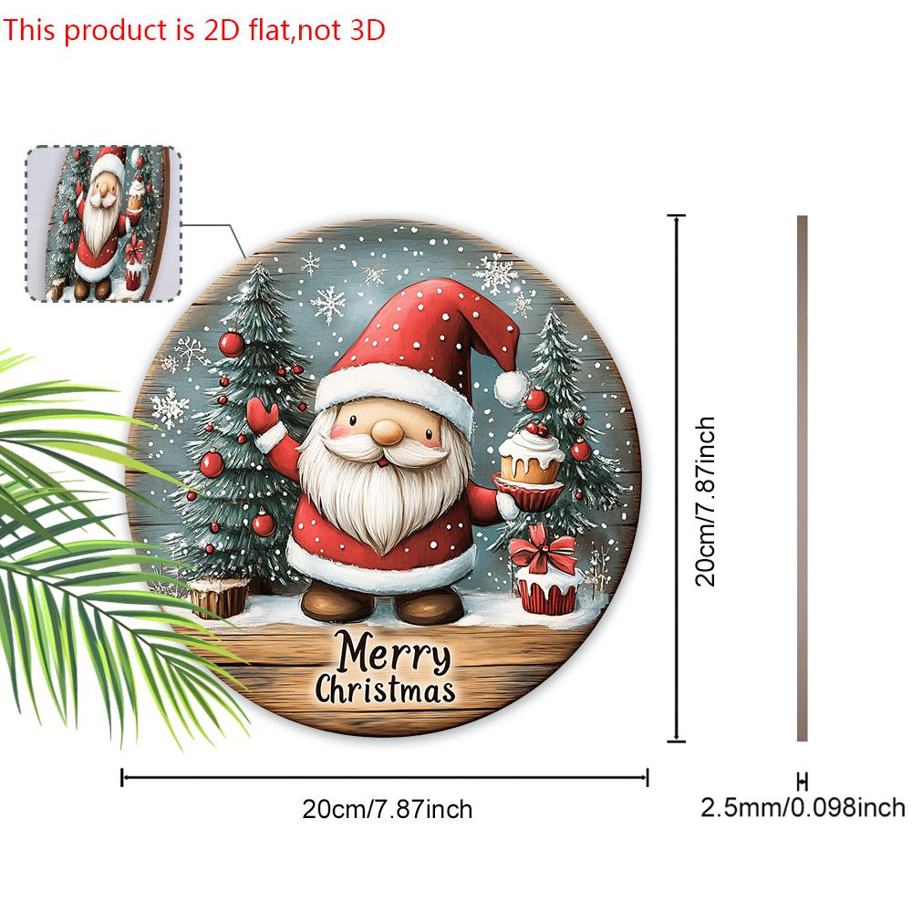Christmas Wooden Sign with Gnome Pattern - Navidad Round Sign Yard Door Wall Hanging Decor - Ideal Christmas Decoration