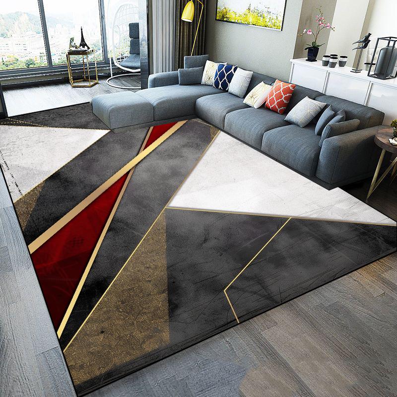 Moderner Leichter Luxus Geometrie Teppich Groß Wohnzimmer Sofa Bereich Teppich Schlafzimmer Dekoration Rutschfester Teppich Waschbare Couchtischmatte