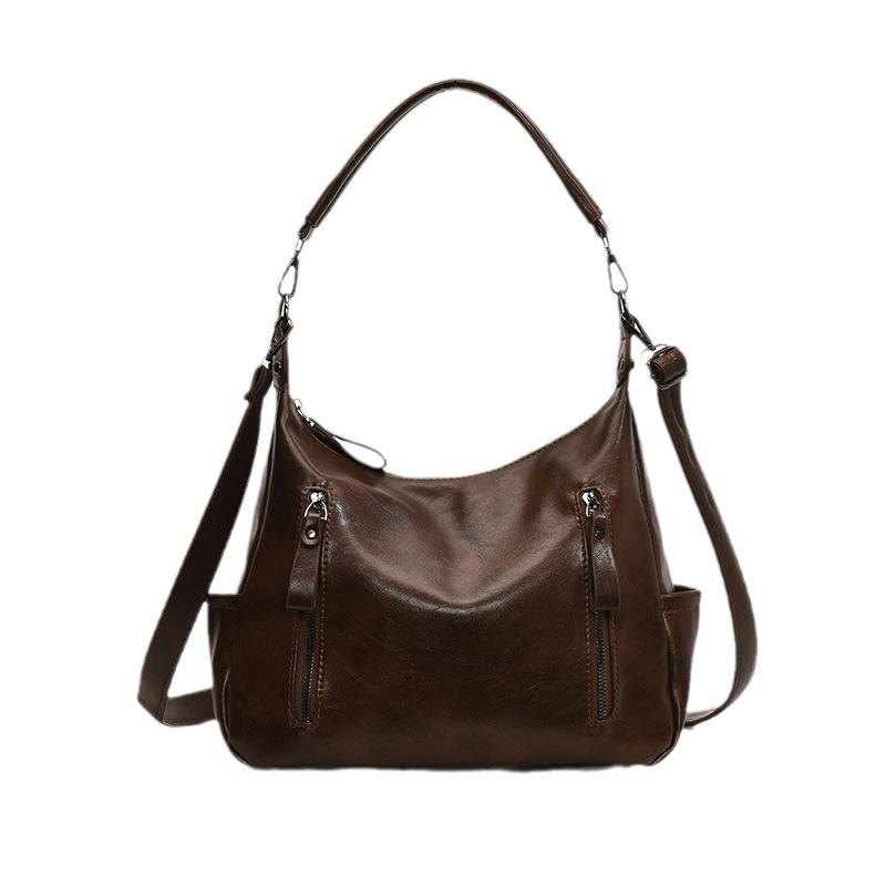 Textured Large-capacity Multi-zipper Bag 2025 New Autumn and Winter Casual Simple Shoulder Commuter Tote Messenger Women's Bag