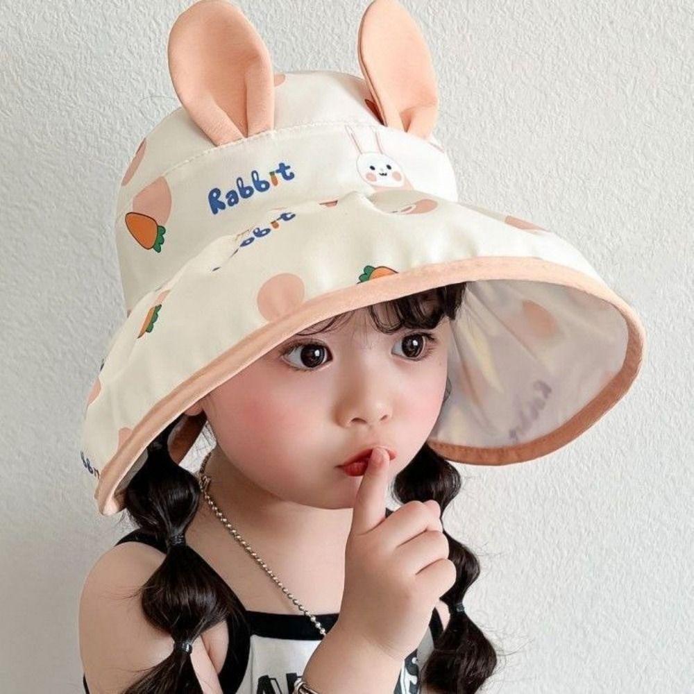 Polyester Children's Sun Hat Cartoon Print Toddler Sunshade Cap  Travel Accessories
