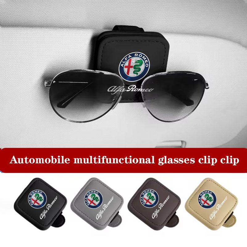 Visor Sunglasses Holder Clip Eyeglass Holder Auto Interior For Alfa Romeo STELVIO Giulia 159 Giulietta 147 Mito 156 MTO Sportiva