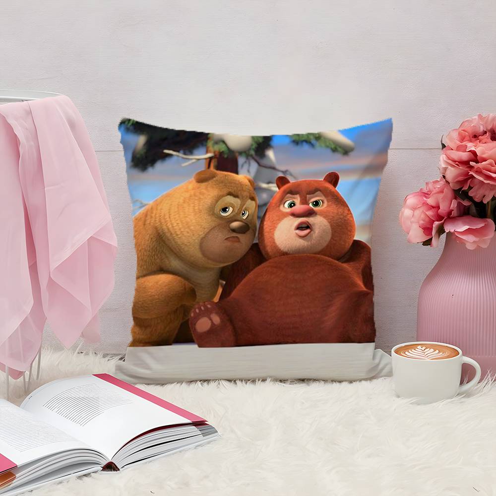B-Boonie B-Bears Pillow Case Plush Linen Soft Double Sided Printed Design Throw Cushion Decorative Home