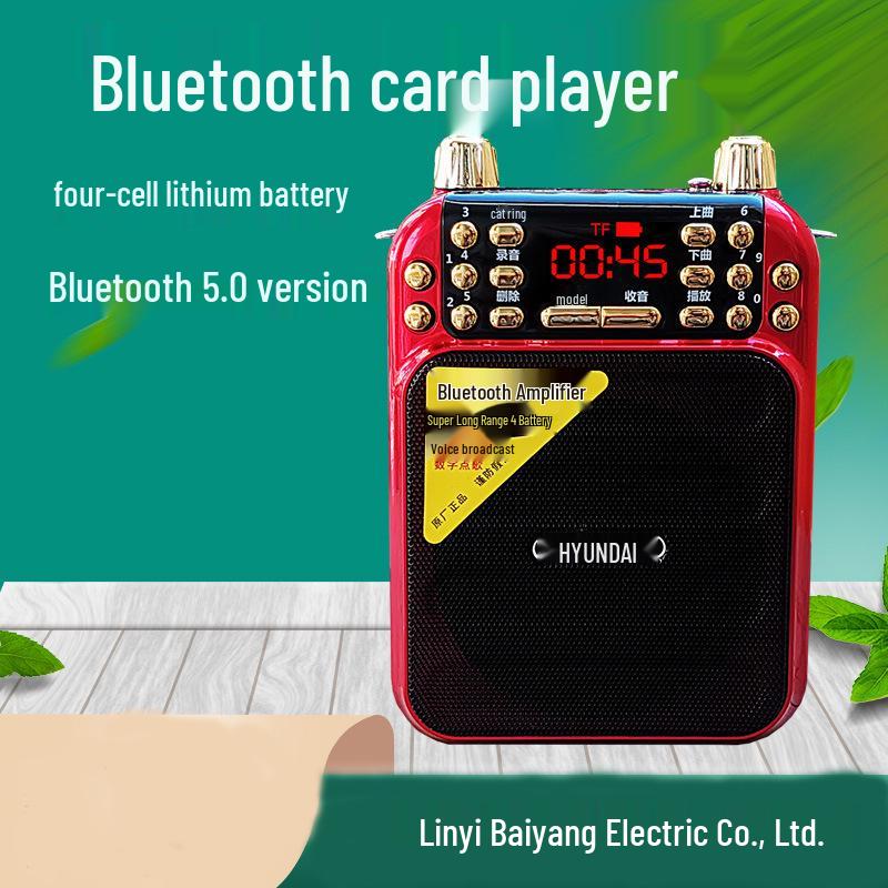 Curated Bluetooth Amplifier: Multifunctional Portable Speaker with High Volume, Card Insertion, Radio, and Four-Battery Power.