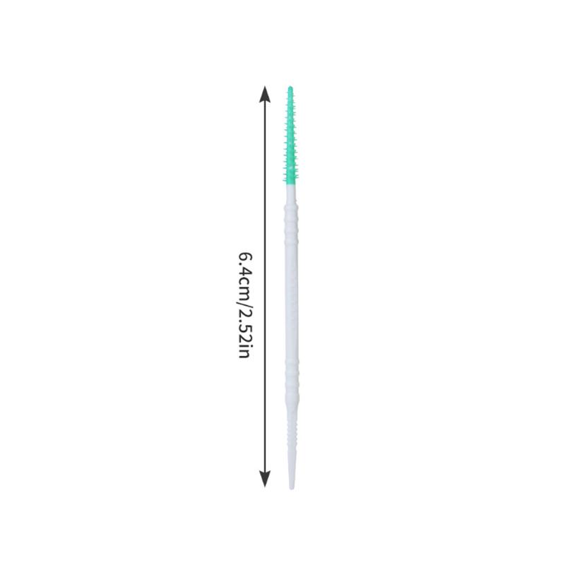 50Pcs Double-End Interdental Brush Clean Between Teeth Extended Massage Disposable Silicone Toothpicks Brush