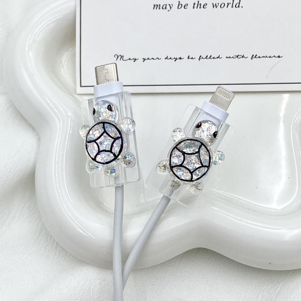 2Pcs Charger Cable Winder Protector White Bear Cartoon Saver Data Line Protective Case Earphone Cord Sleeve Cover Wire Organizer