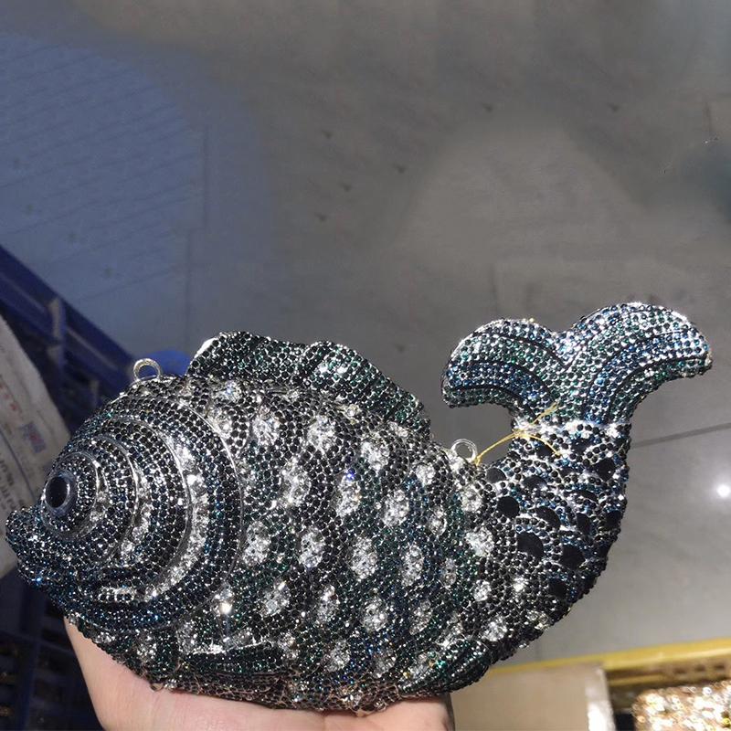 

Fish Pattern Clutch Rhinestone Evening Clutches For Diamond Wedding Bags Party Handbags Women Crystal Dinner Party Purses Bag 24cmX15cmX7cm