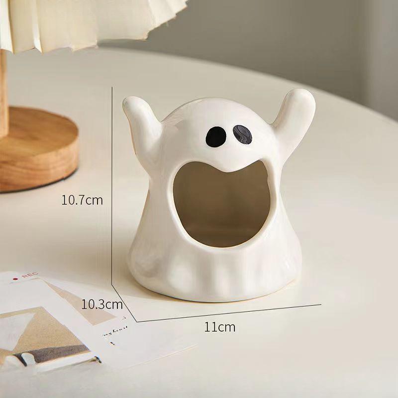 Cute Ghost Candlestick Halloween Creative Restaurant Desktop Aromatherapy Candle Atmosphere Decoration Candle Candlestick